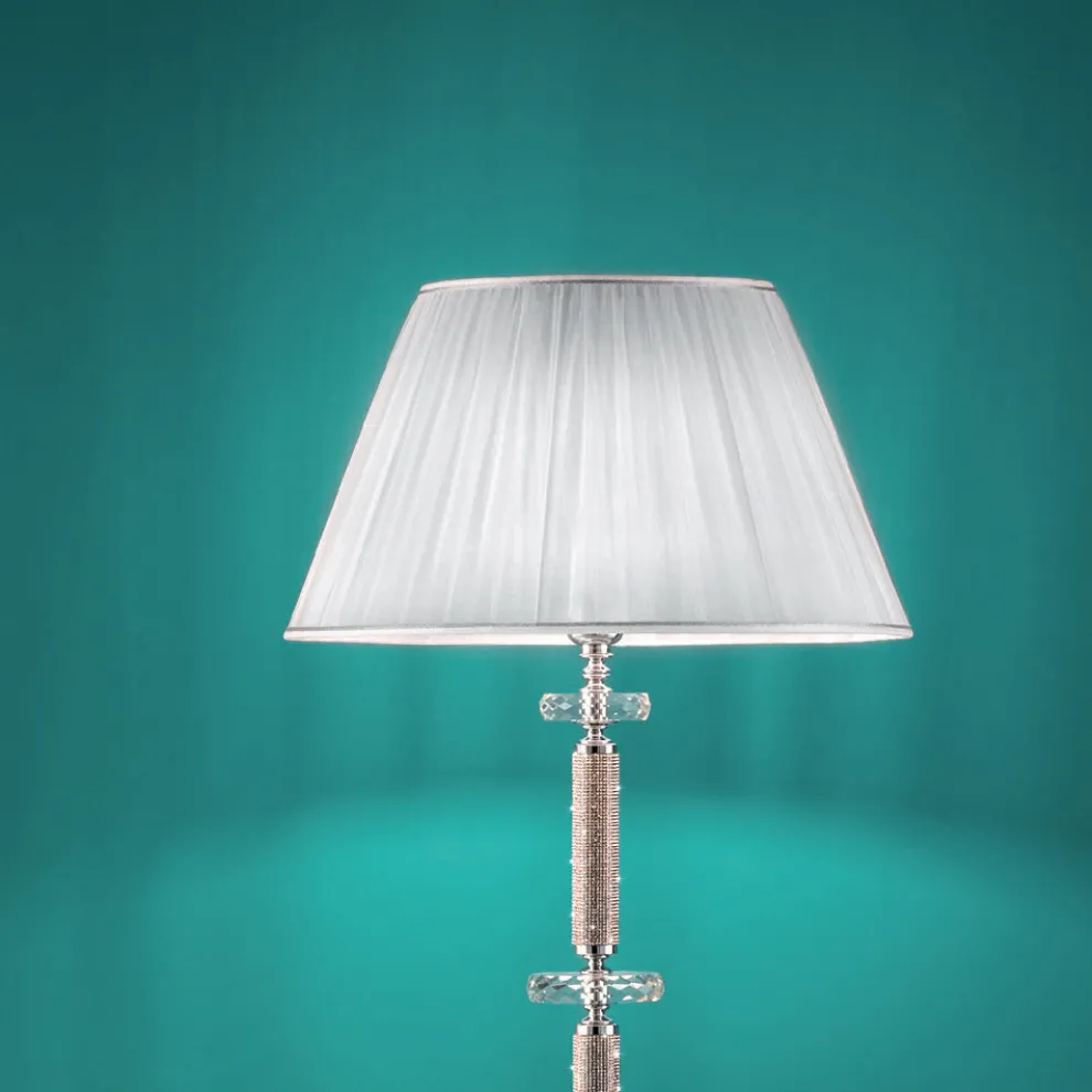 Klassische Design-Stehlampe in Chrom, Kristall und brillantem Metall - Similo