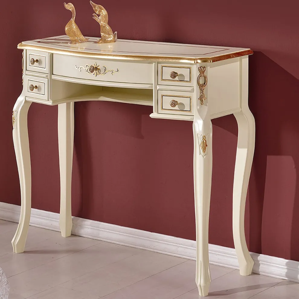 Klassische Eingangskonsole aus Holz mit 5 Schubladen Made in Italy - Richard