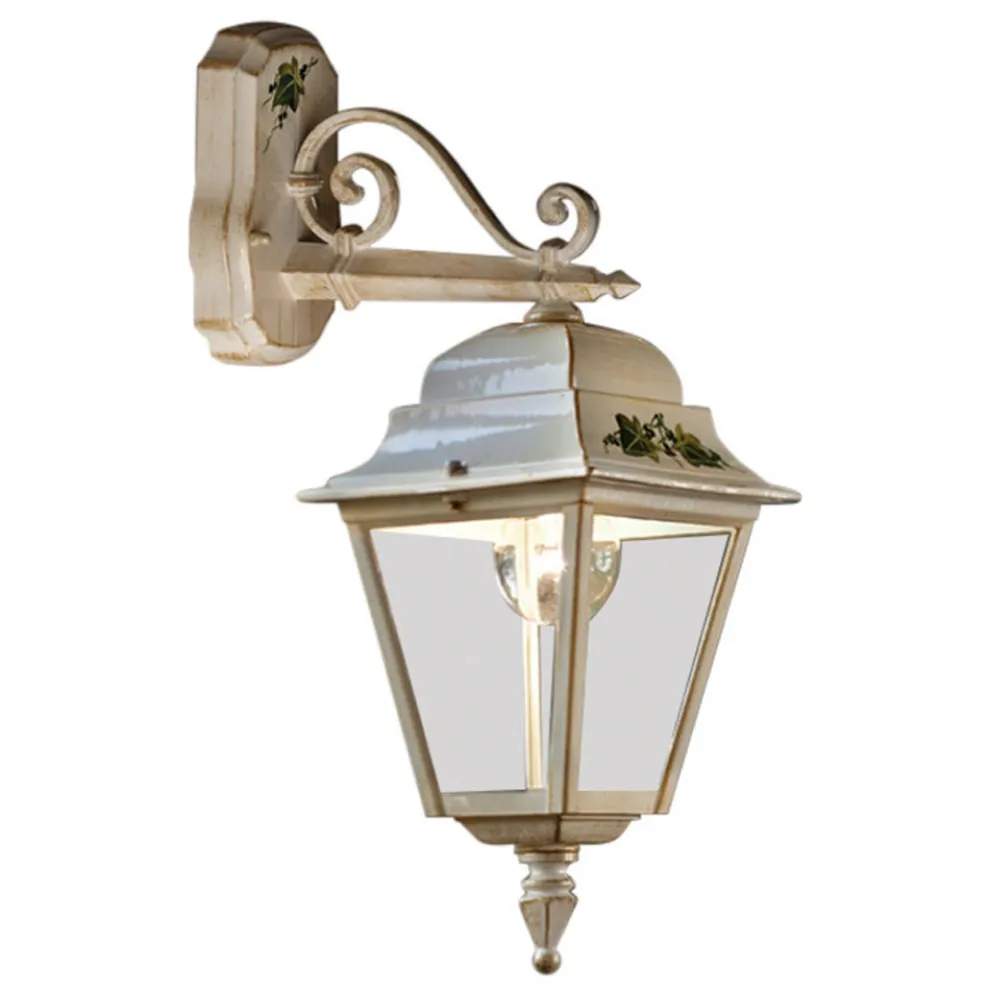 Klassische Gartenwandleuchte aus handbemaltem weißem Aluminium - Gorizia