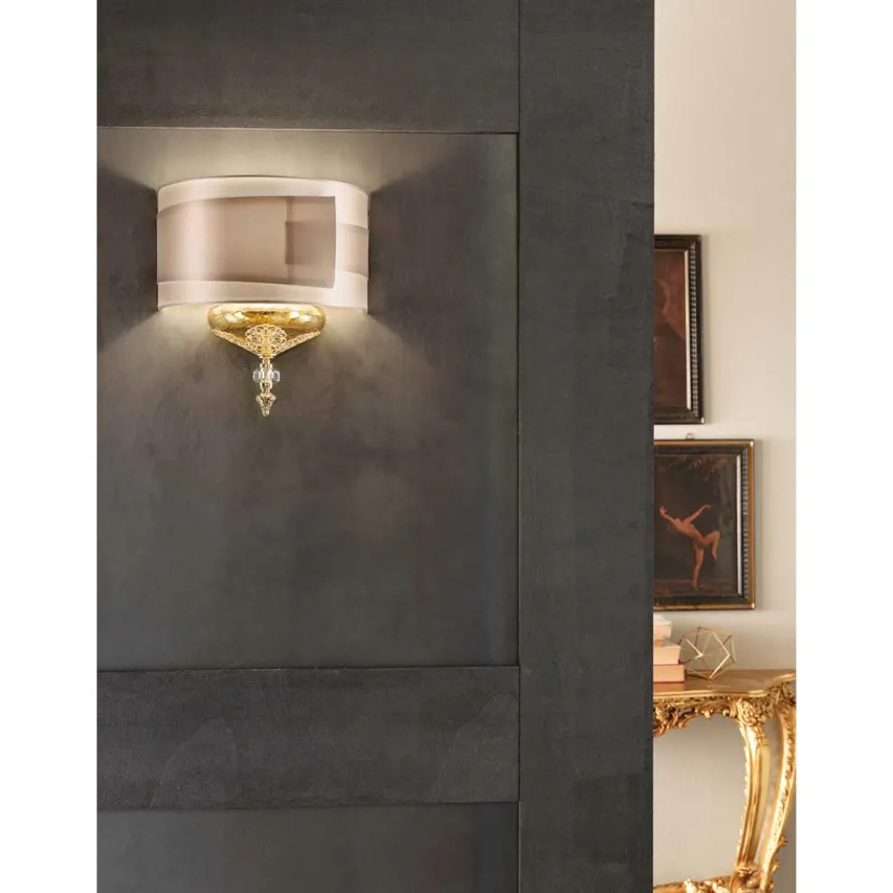 Klassische italienische Glaswandlampe mit Lampenschirm - Magrena