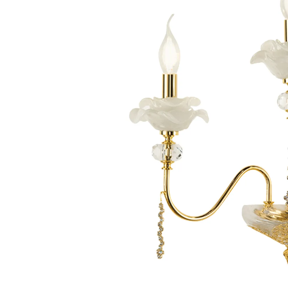 Klassische 6-Licht-Wandlampe aus Glas, Kristall und Luxusmetall - Flandern