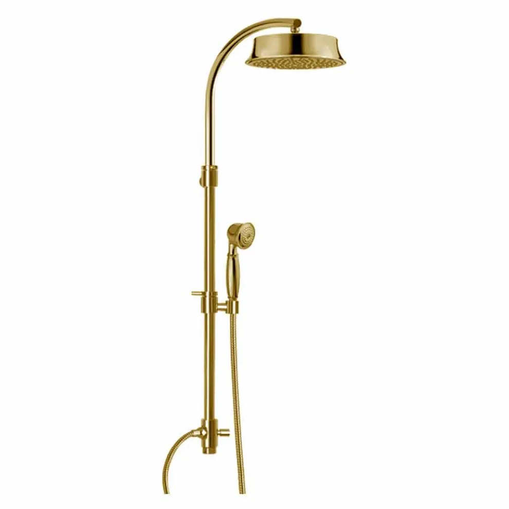 Klassische Messing-Duschsäule mit rundem Duschkopf Made in Italy - Yari