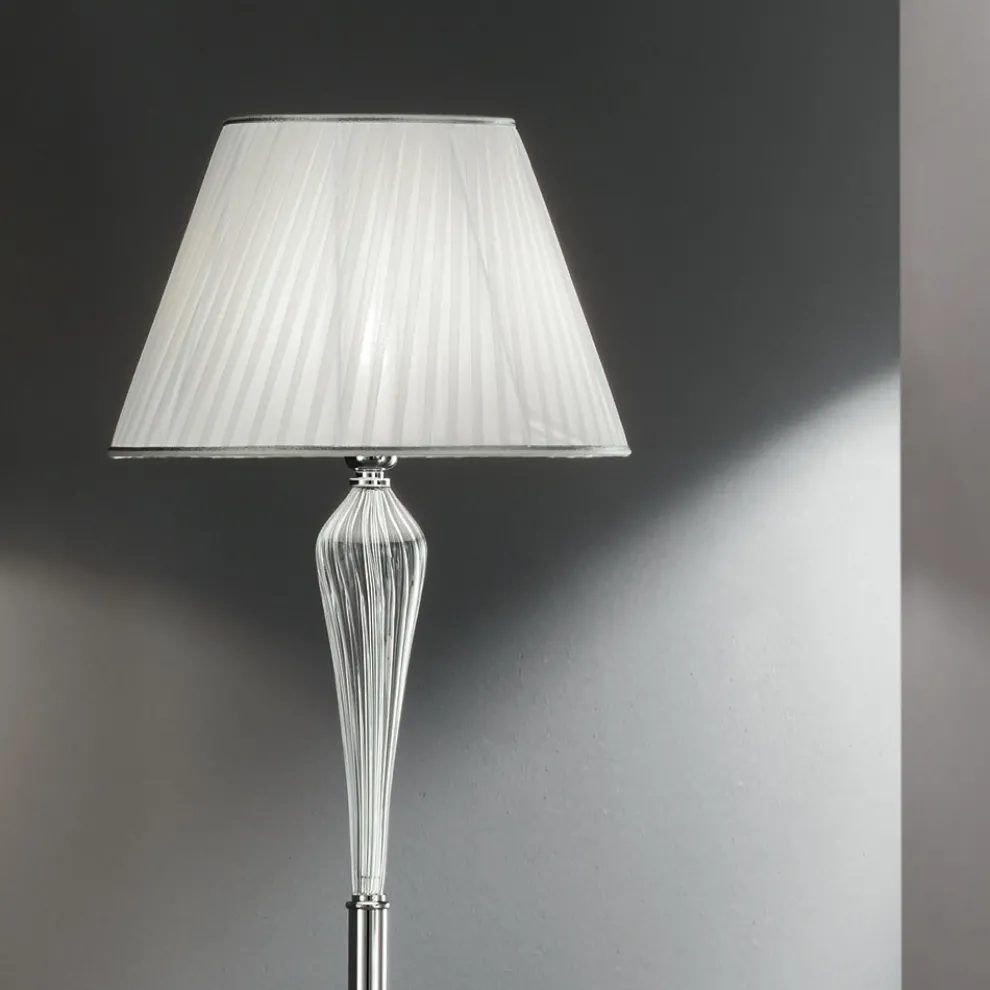 Klassische Stehlampe aus handgefertigtem Rigaton-Glas und verchromtem Metall - Fievole
