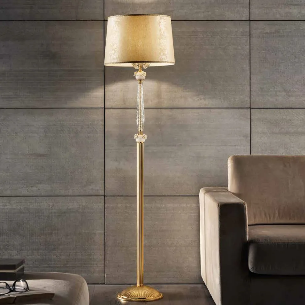 Klassische Stehlampe aus Porzellan und luxuriösem mundgeblasenem Glas - Eteria