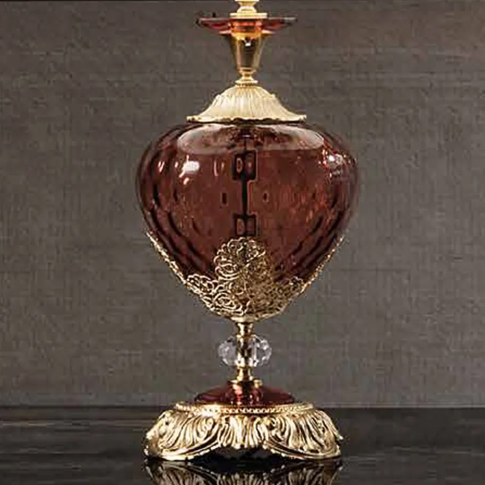 Klassische Tischlampe aus italienischem handgefertigtem Glas und Kristallen - Magrena