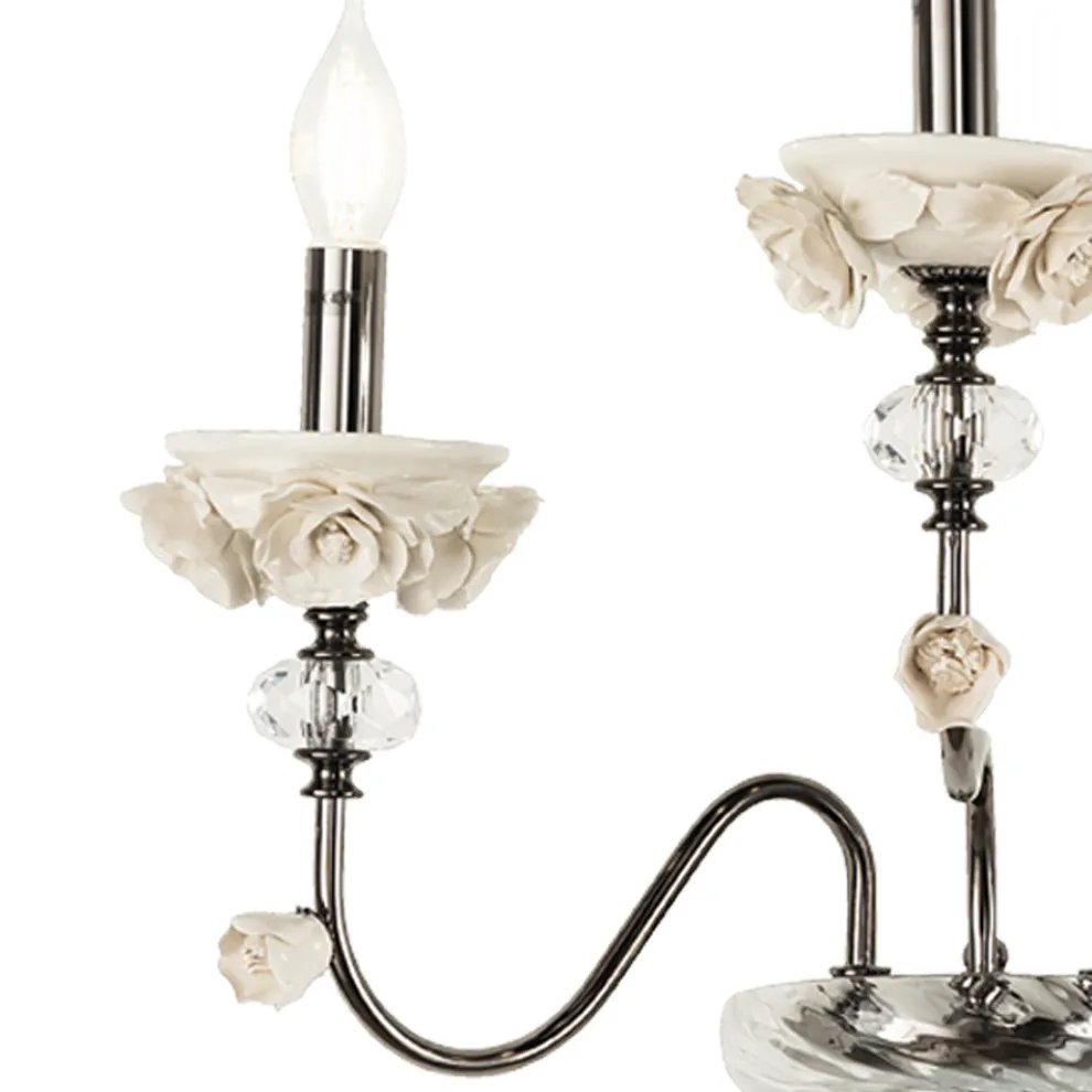 Klassische Wandlampe 3 Lichter aus Porzellan und luxuriösem mundgeblasenem Glas - Eteria