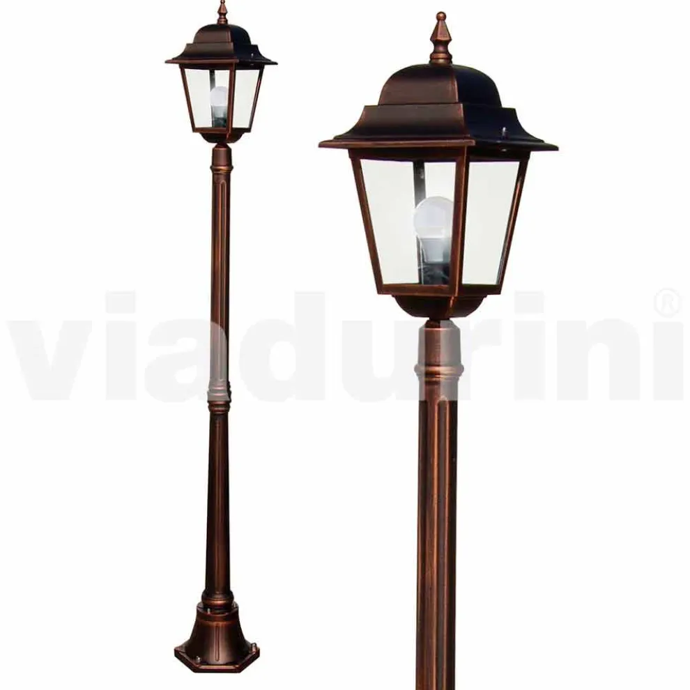Klassischer Gartenlaternenpfahl aus Aluminium, hergestellt in Italien, Aquilina