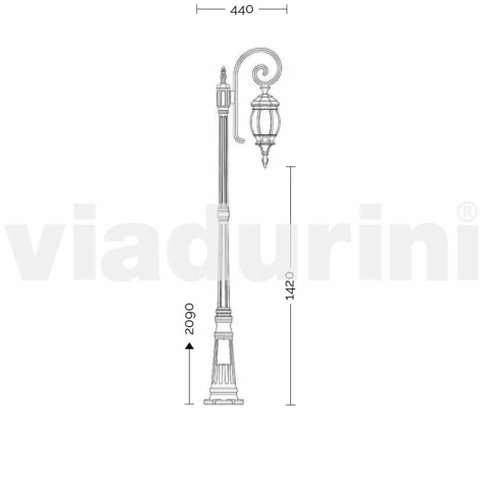 Klassischer Gartenlaternenpfahl aus Aluminium, made in Italy, Anika