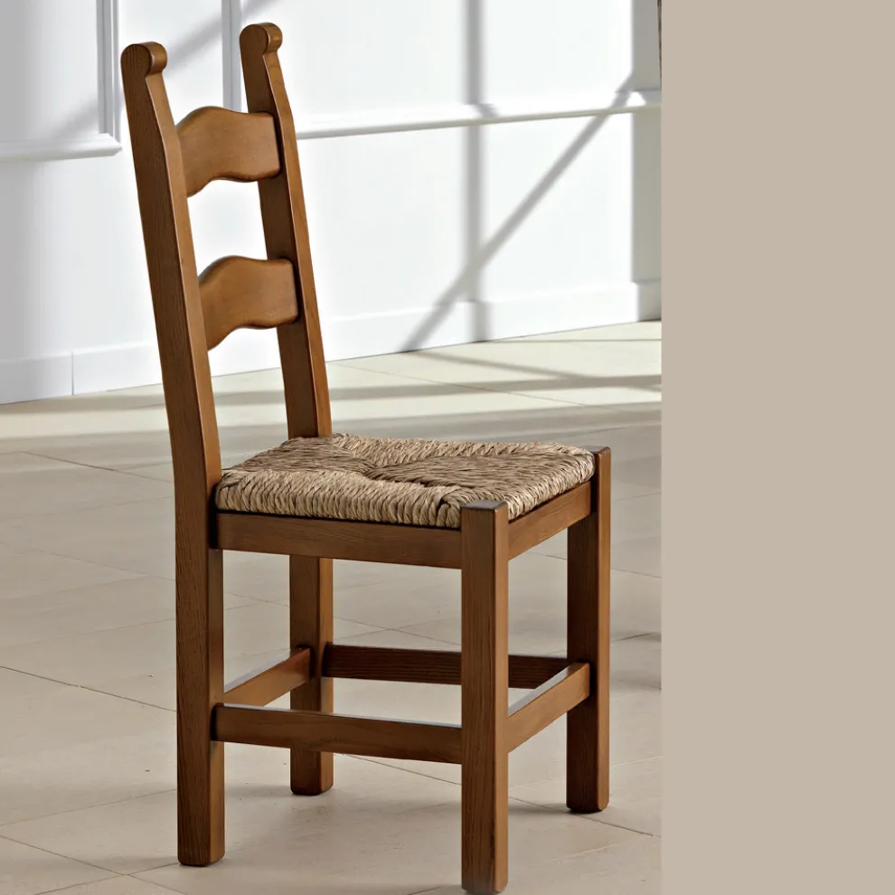 Klassischer Küchenstuhl aus Holz Strohsitz Made in Italy - Lavinia