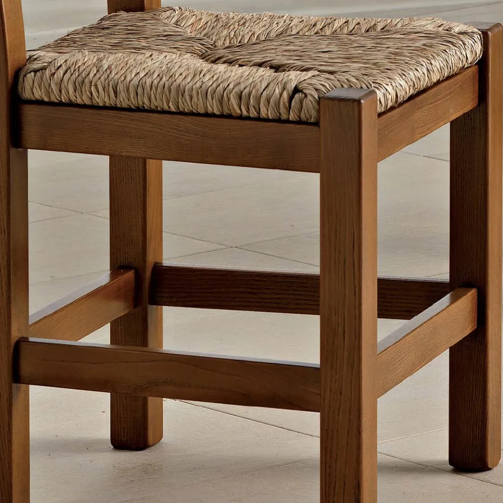 Klassischer Küchenstuhl aus Holz Strohsitz Made in Italy - Lavinia