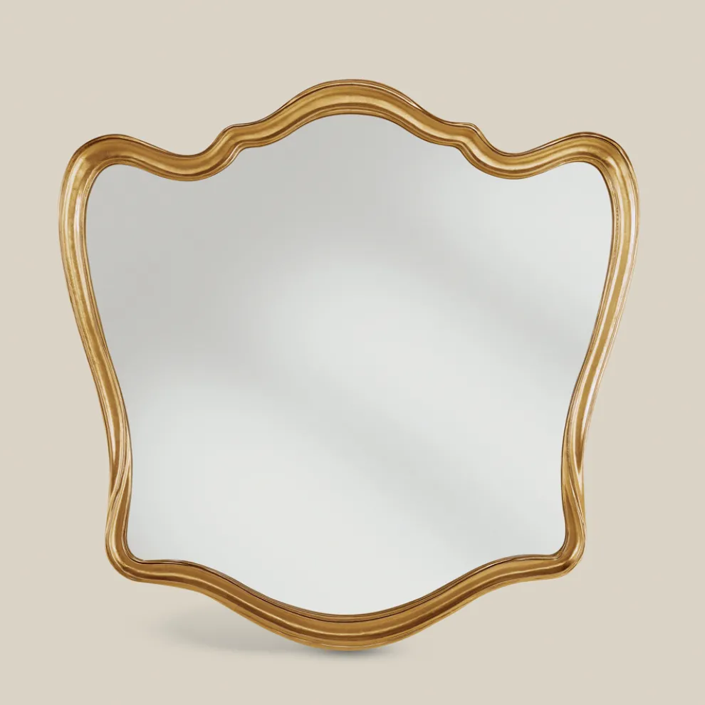 Klassischer spiegelförmiger Holzrahmen mit Blattgold Made in Italy - Jenny