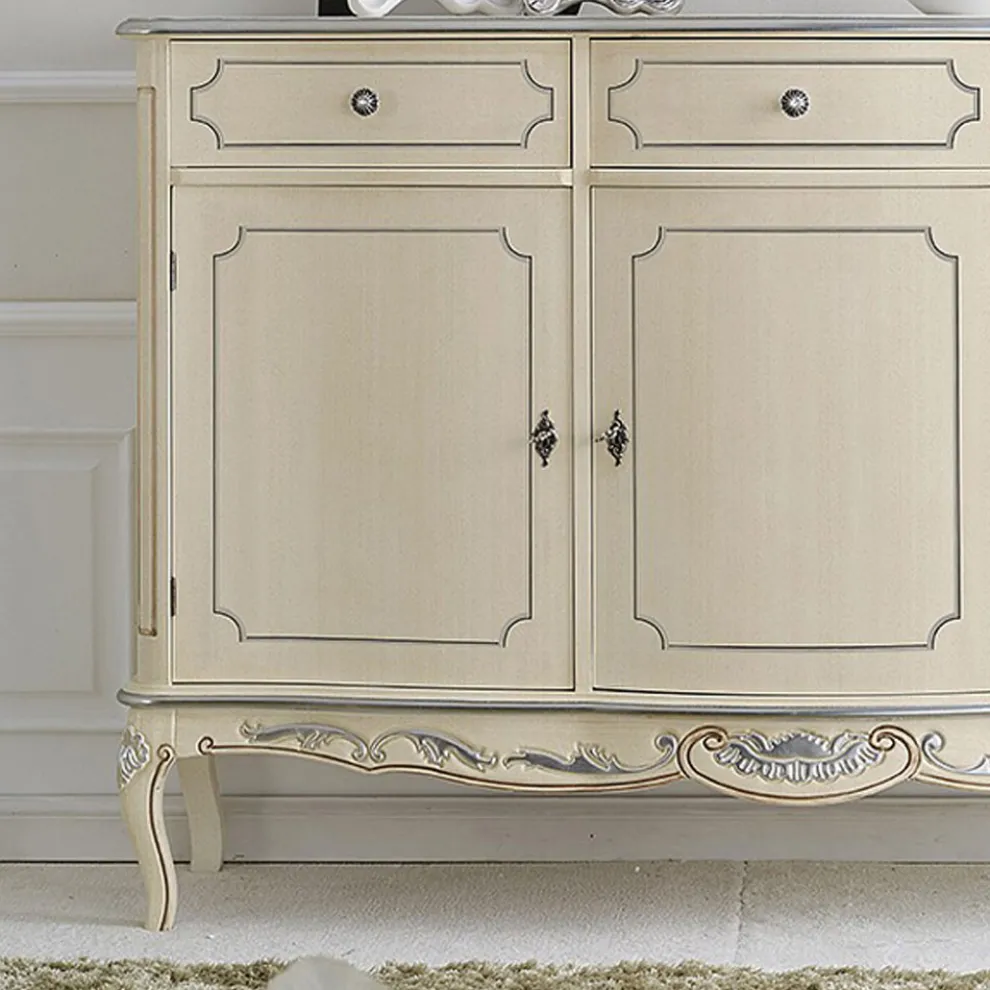 Klassisches Indoor-Sideboard aus Weiß- oder Walnussholz, hergestellt in Italien – Chantilly