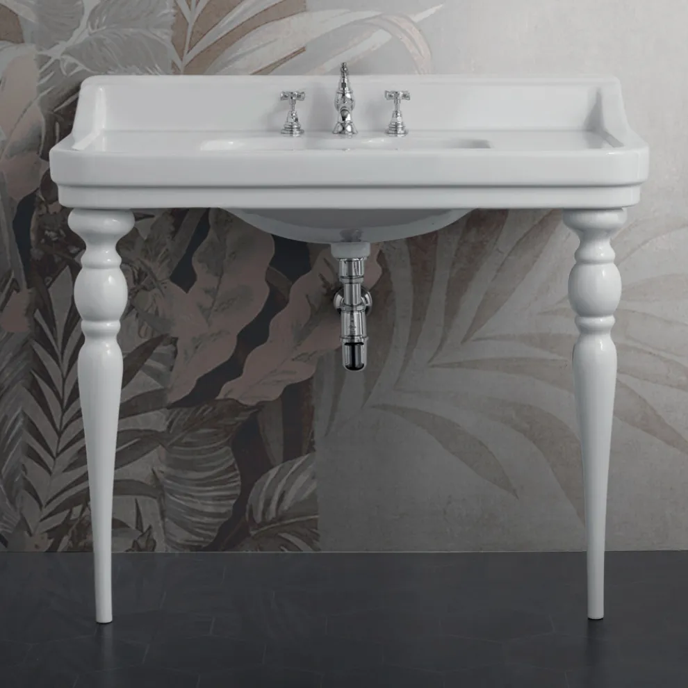 Klassisches Konsolenwaschbecken aus Keramik L 104 cm Made in Italy - Wollie