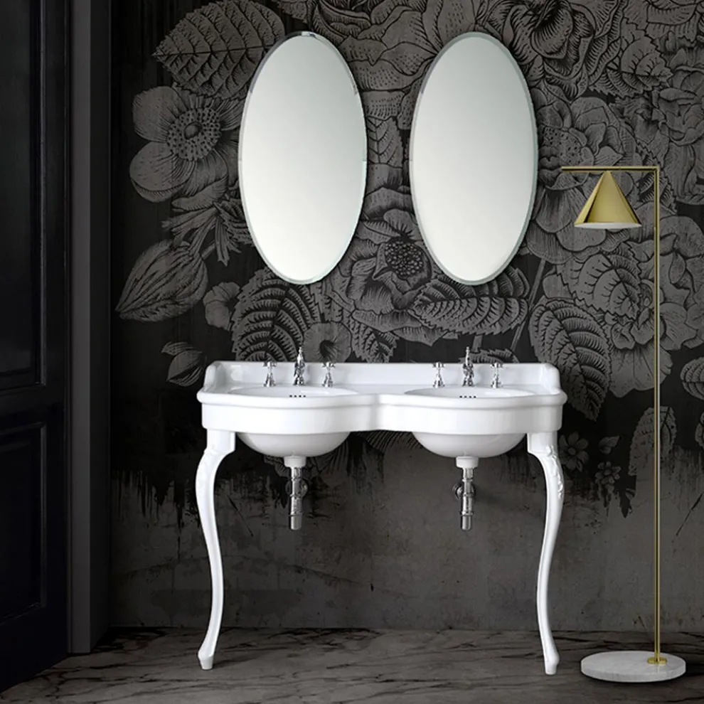 Klassisches Konsolenwaschbecken aus weißer Keramik L 120 cm Made in Italy - Magda
