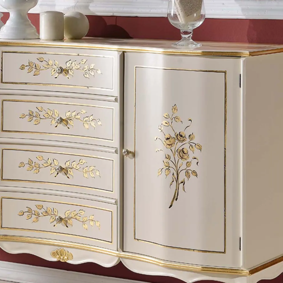 Klassisches Sideboard aus Holz mit 2 Türen und 4 Schubladen Made in Italy - Windsor