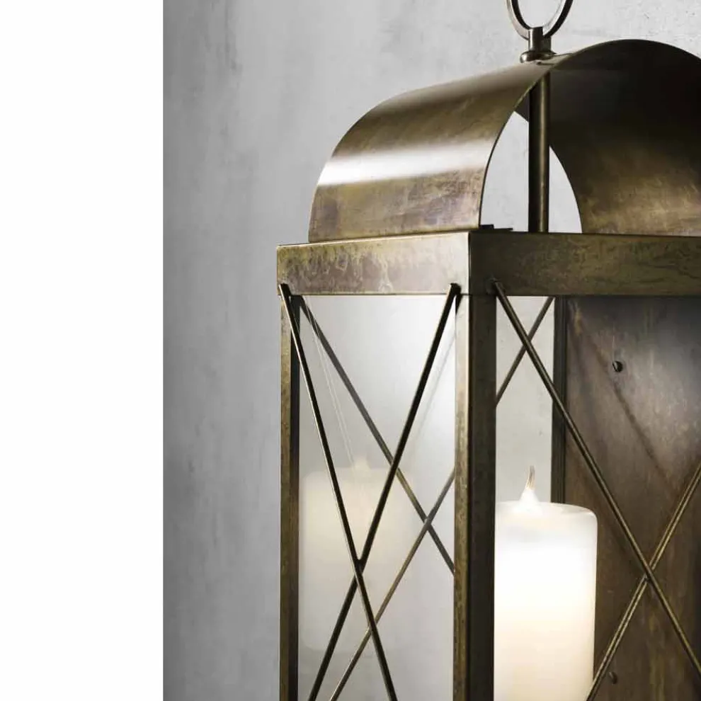 Kleine Wandlaterne Eisen/ Messing mit Kerzenhalter Il Fanale