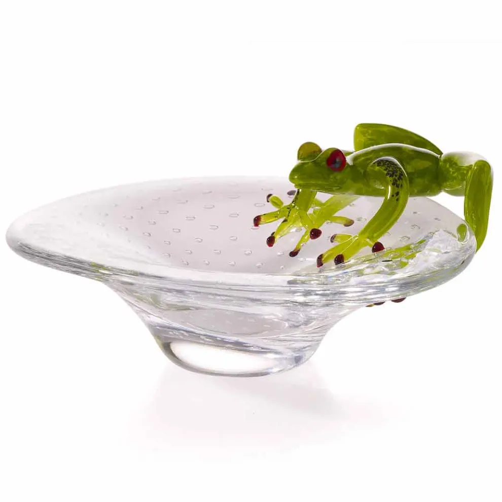 Kleines Tablett mit Glasfrosch-Ornament Made in Italy - Sossio