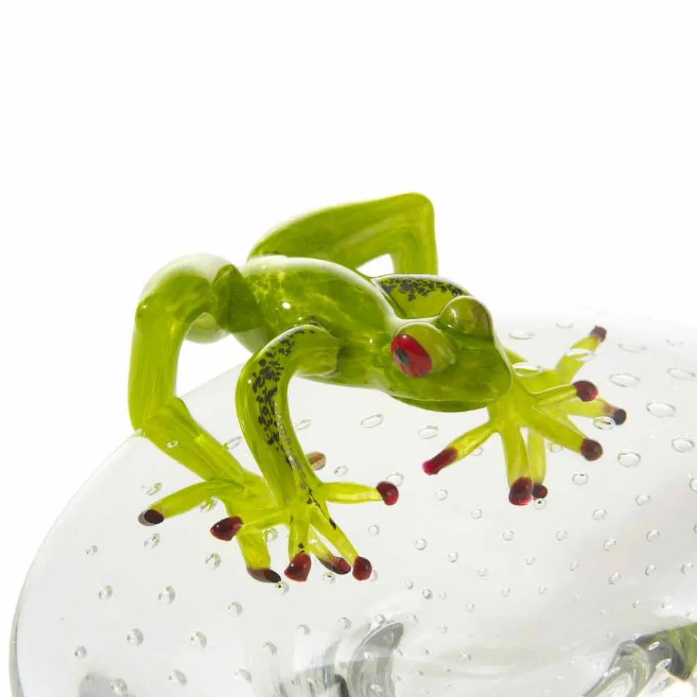 Kleines Tablett mit Glasfrosch-Ornament Made in Italy - Sossio