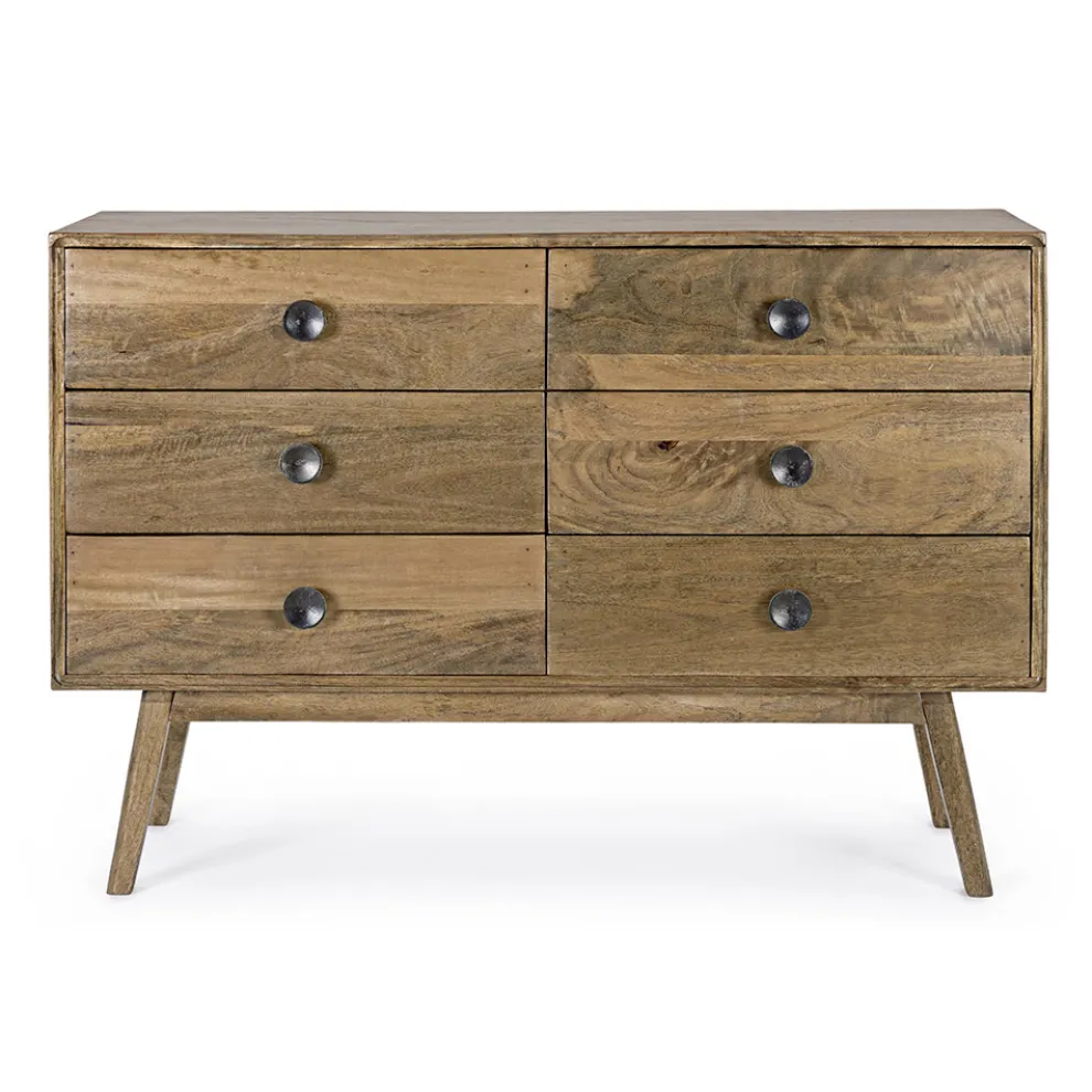 Kommode aus Mangoholz mit 6 Schubladen im Vintage-Design - Desiderio