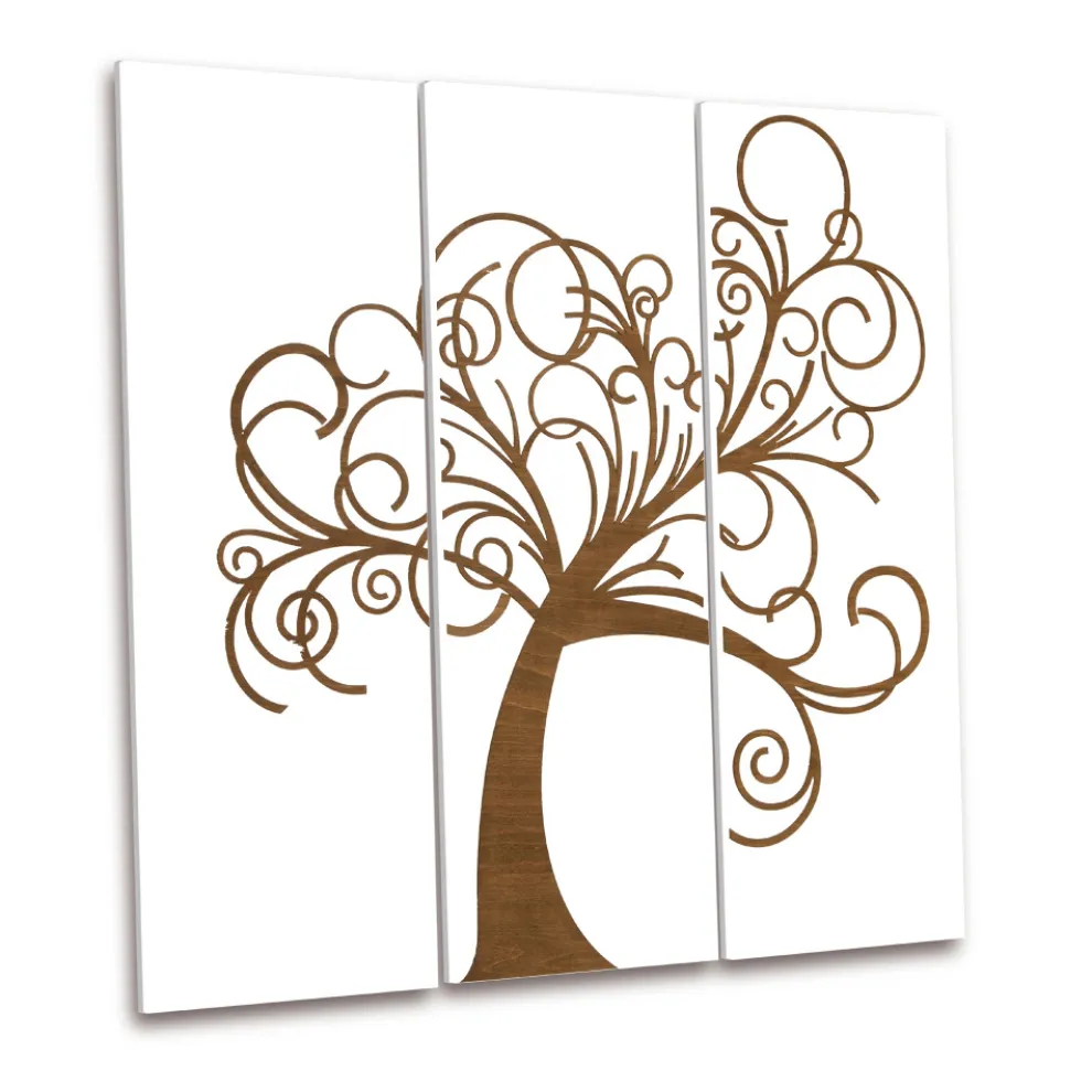 Komposition aus 3 Tafeln, die den Baum des Lebens darstellen, hergestellt in Italien – Eliza