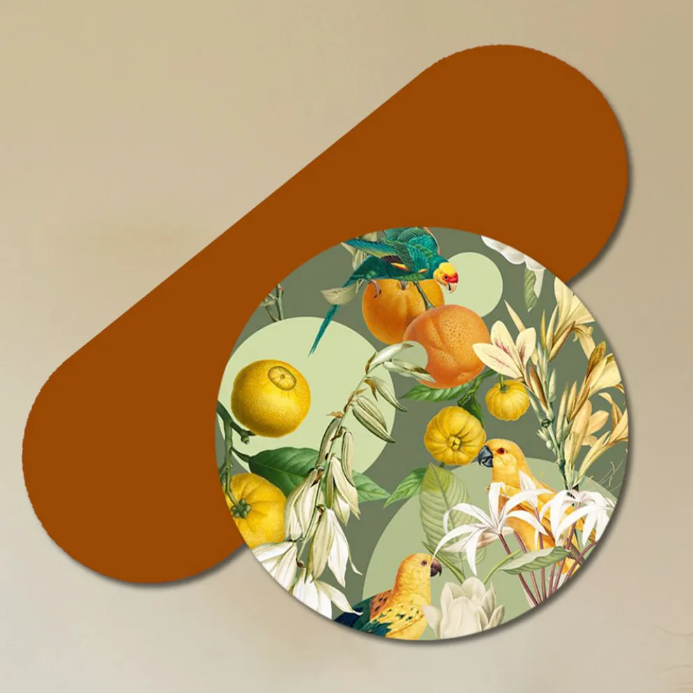 Komposition aus Holzgemälden mit Papageiendruck, hergestellt in Italien – Ägypten