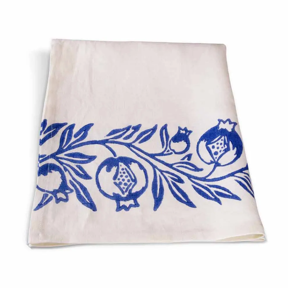 Italienisches handgefertigtes Leinengeschirrtuch mit handbedruckter Zeichnung