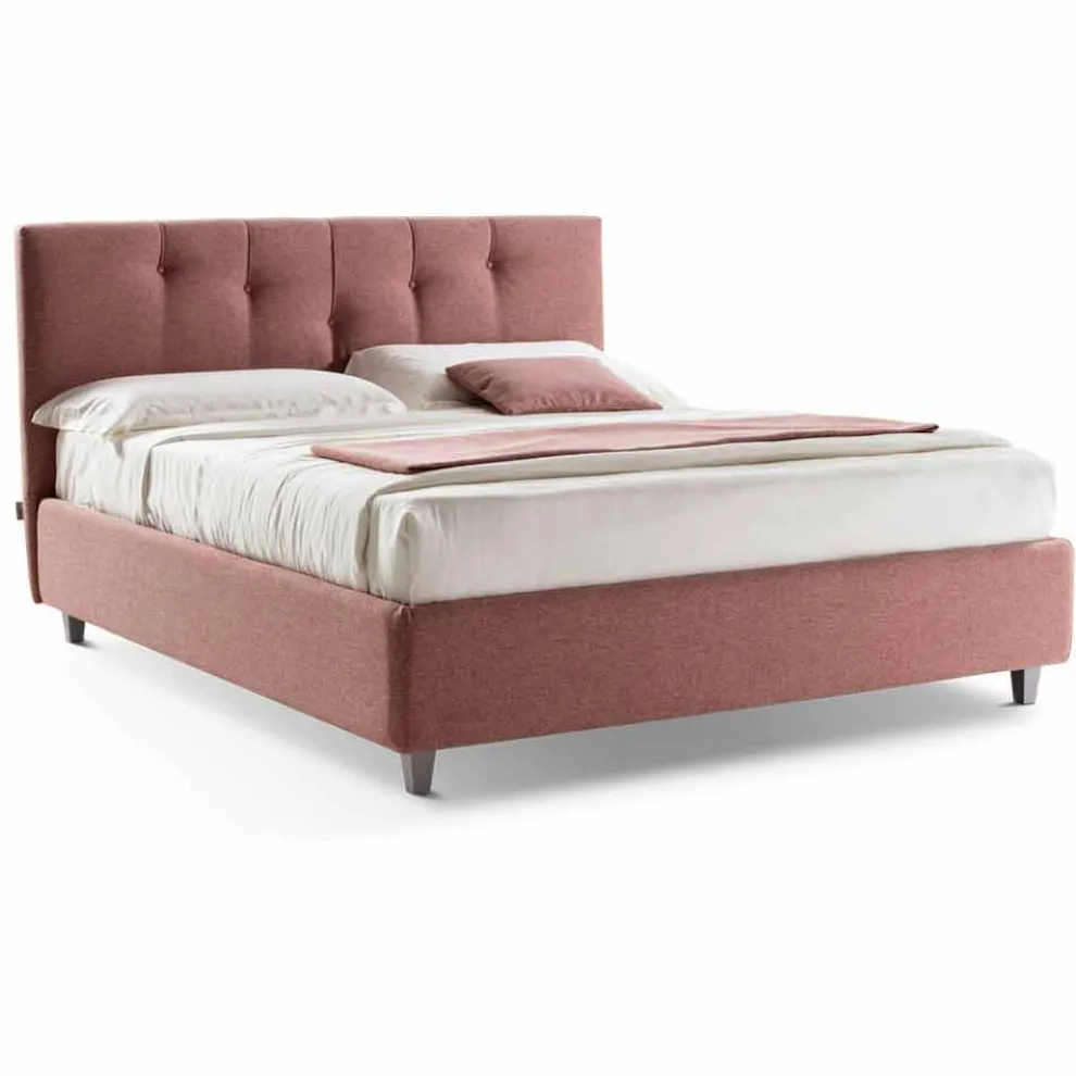 Gepolstertes Doppelbett aus Stoff mit Box Made in Italy - Maske