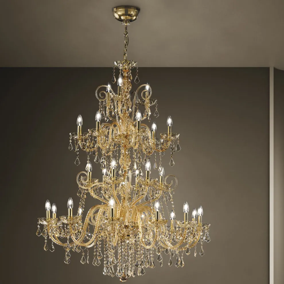 Kronleuchter 27 Lichter aus venezianischem Glas, handgefertigt in Italien - Florentiner