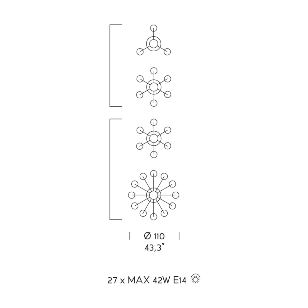 Kronleuchter 27 Lichter aus venezianischem Glas, handgefertigt in Italien - Florentiner