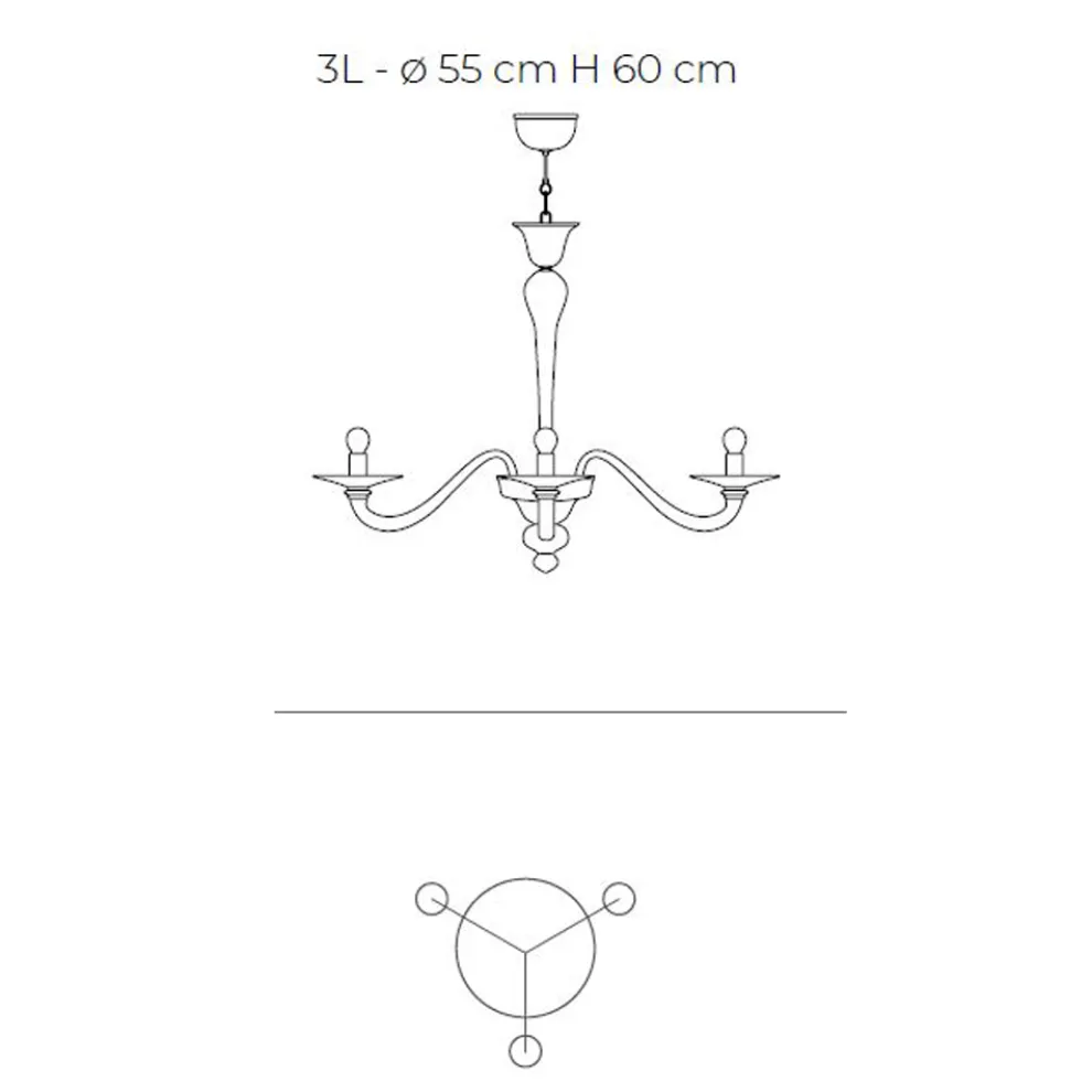 Kronleuchter aus mundgeblasenem venezianischem Glas im klassischen Stil - Demetra