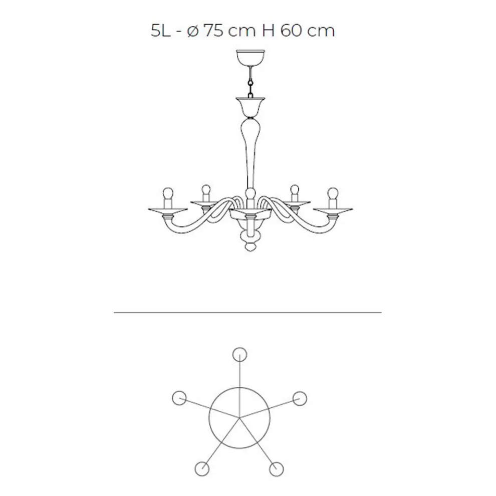 Kronleuchter aus mundgeblasenem venezianischem Glas im klassischen Stil - Demetra