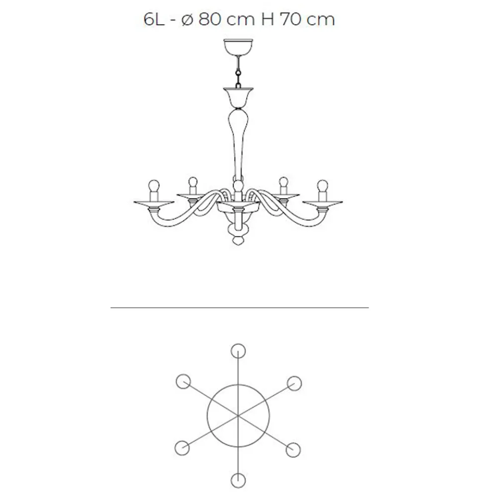 Kronleuchter aus mundgeblasenem venezianischem Glas im klassischen Stil - Demetra
