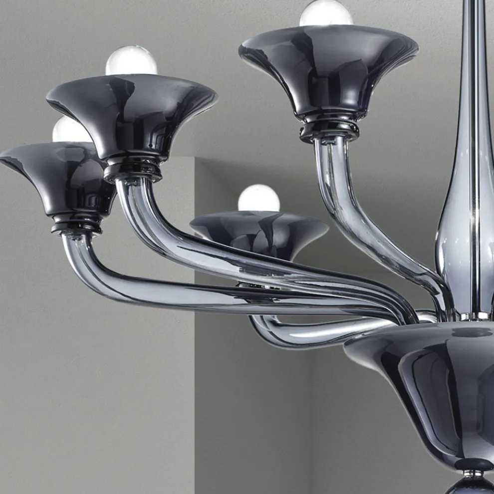 Kronleuchter aus venezianischem Glas 8-flammig Made in Italy - Ismail