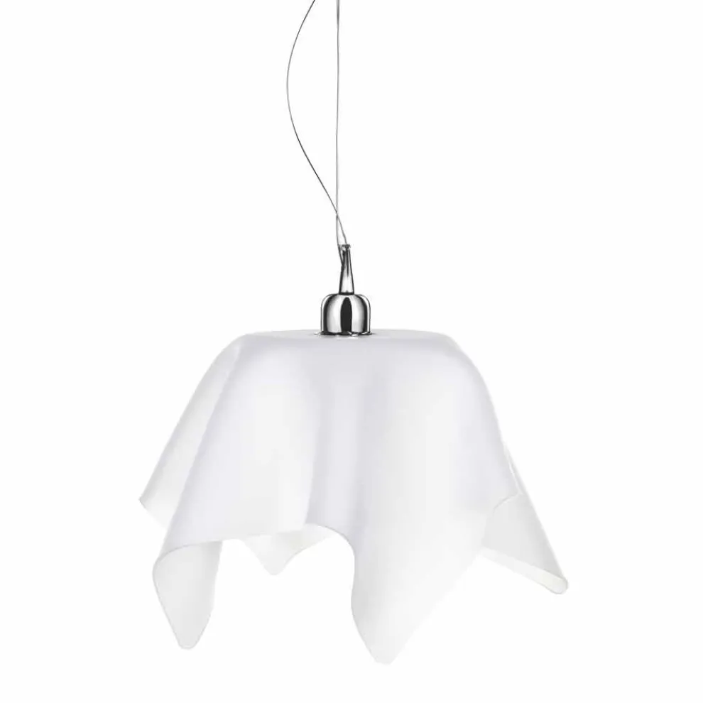 Kronleuchter aus weißem Satin mit Dafne-Draperie aus Italien