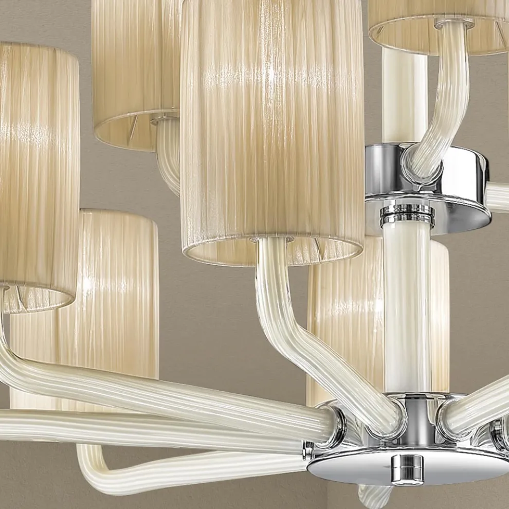 Kronleuchter mit 12 Lichtern aus venezianischem Glas und Metall Made in Italy - Graham
