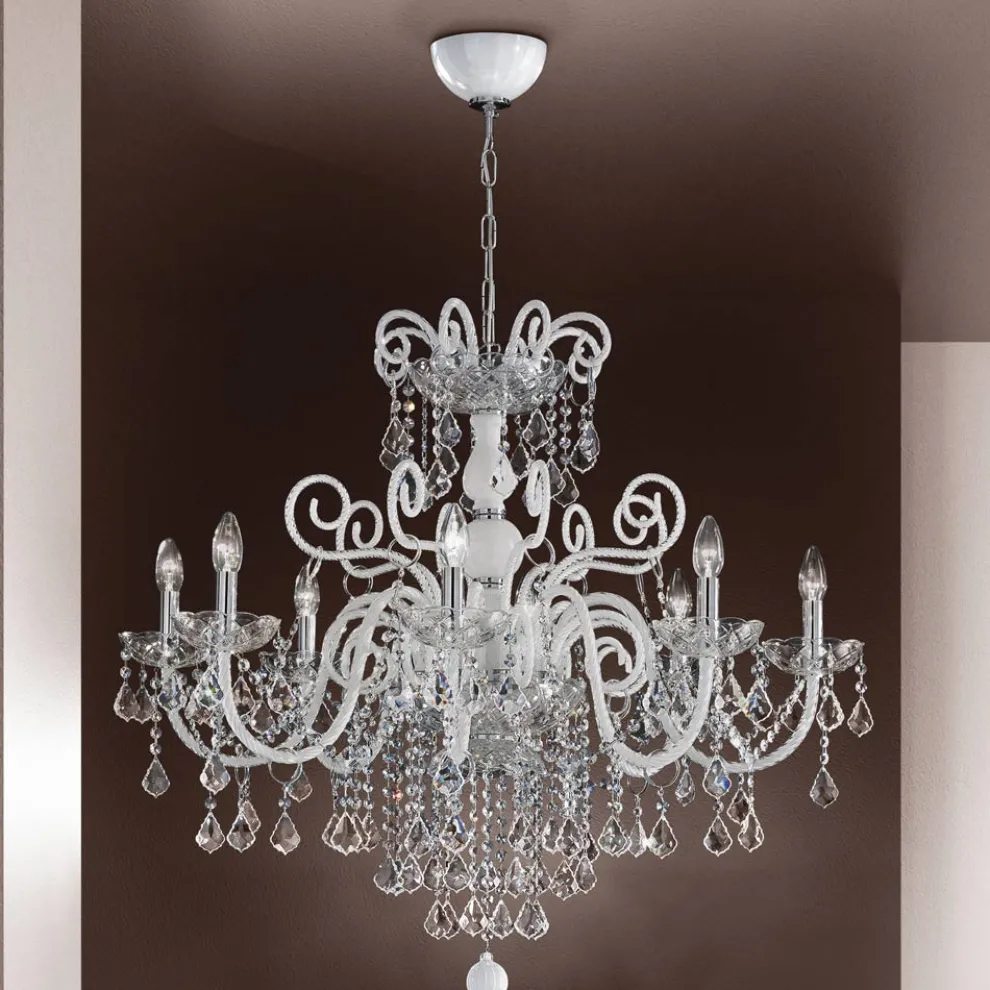 Kronleuchter mit 8 Lichtern aus venezianischem Glas Made in Italy Classic - Florentiner