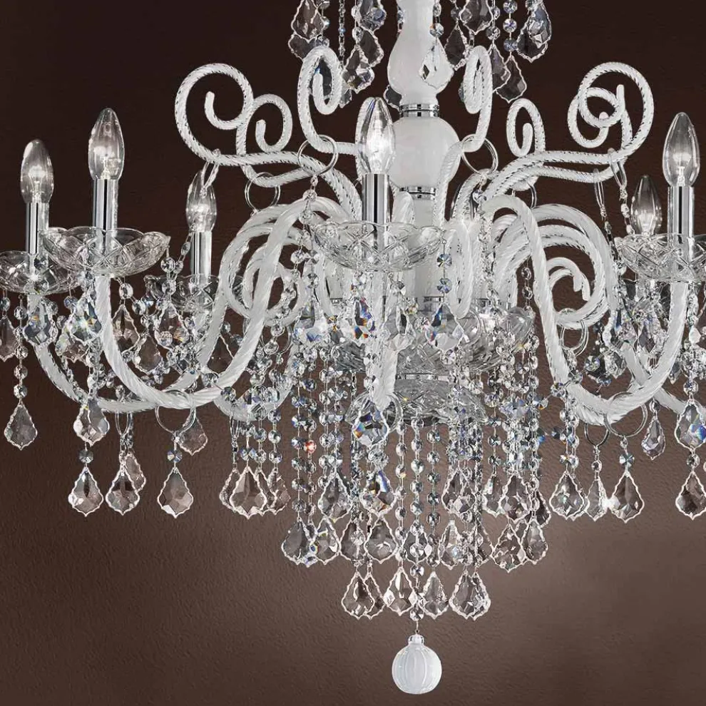 Kronleuchter mit 8 Lichtern aus venezianischem Glas Made in Italy Classic - Florentiner