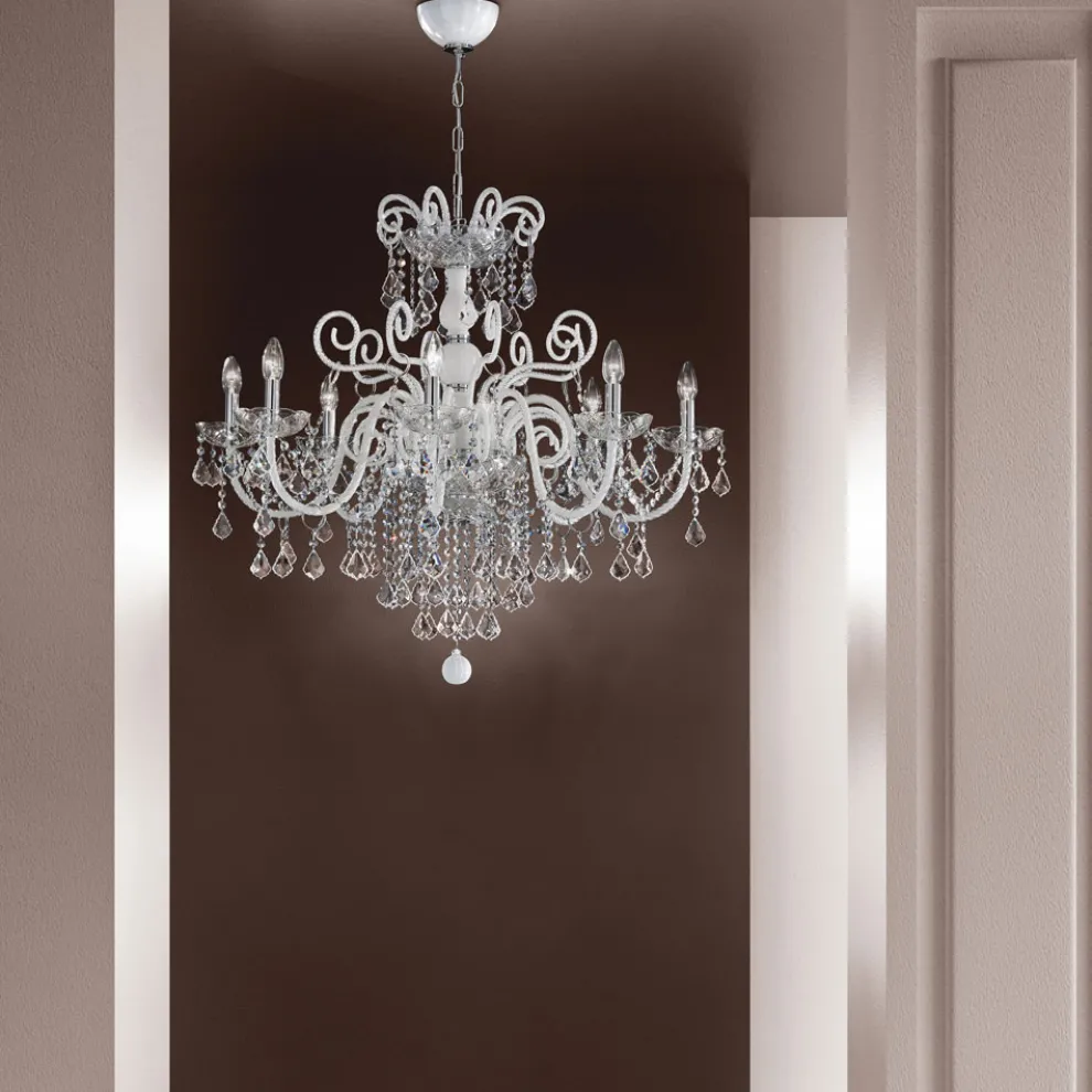 Kronleuchter mit 8 Lichtern aus venezianischem Glas Made in Italy Classic - Florentiner