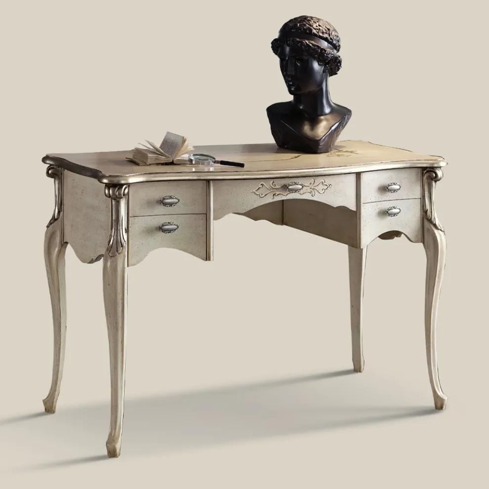 Luxuriöser Wohnzimmerschreibtisch aus Holz mit 5 Schubladen Made in Italy - Caligola