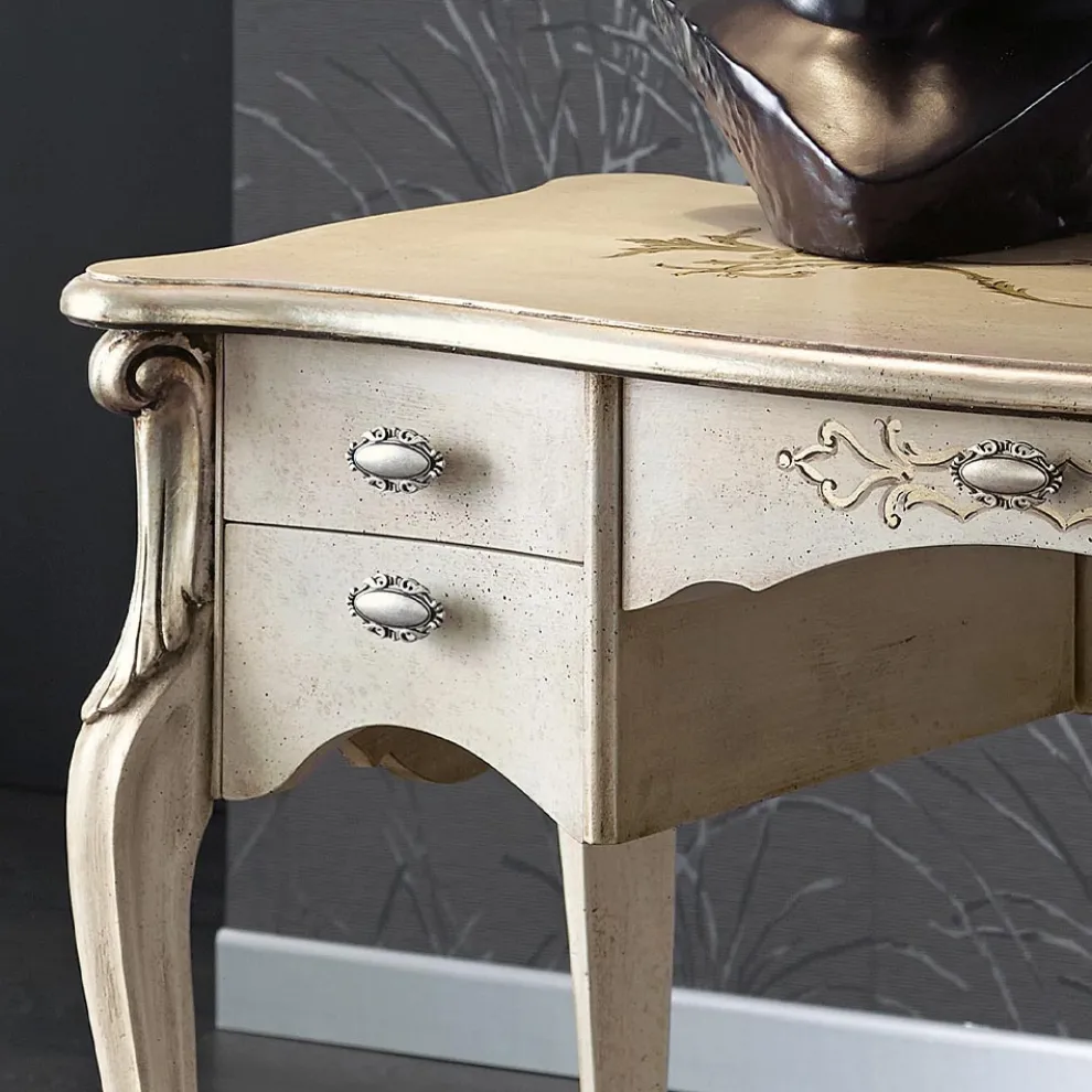 Luxuriöser Wohnzimmerschreibtisch aus Holz mit 5 Schubladen Made in Italy - Caligola