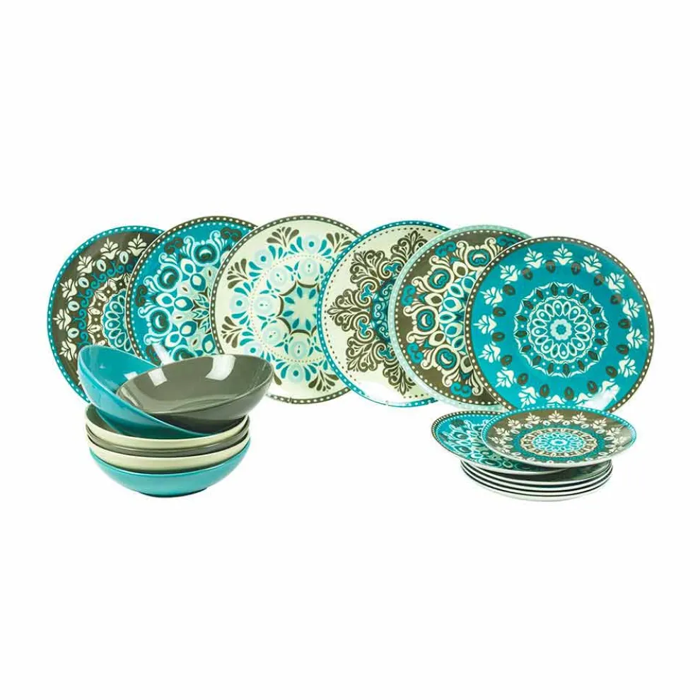 Gefärbtes Porzellangeschirr Set 18 Stück - Eivissa
