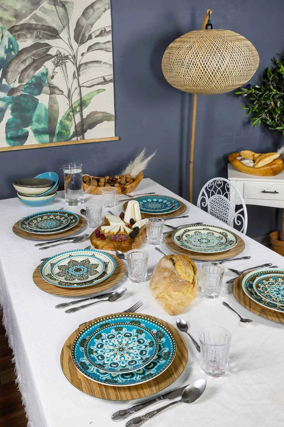 Gefärbtes Porzellangeschirr Set 18 Stück - Eivissa