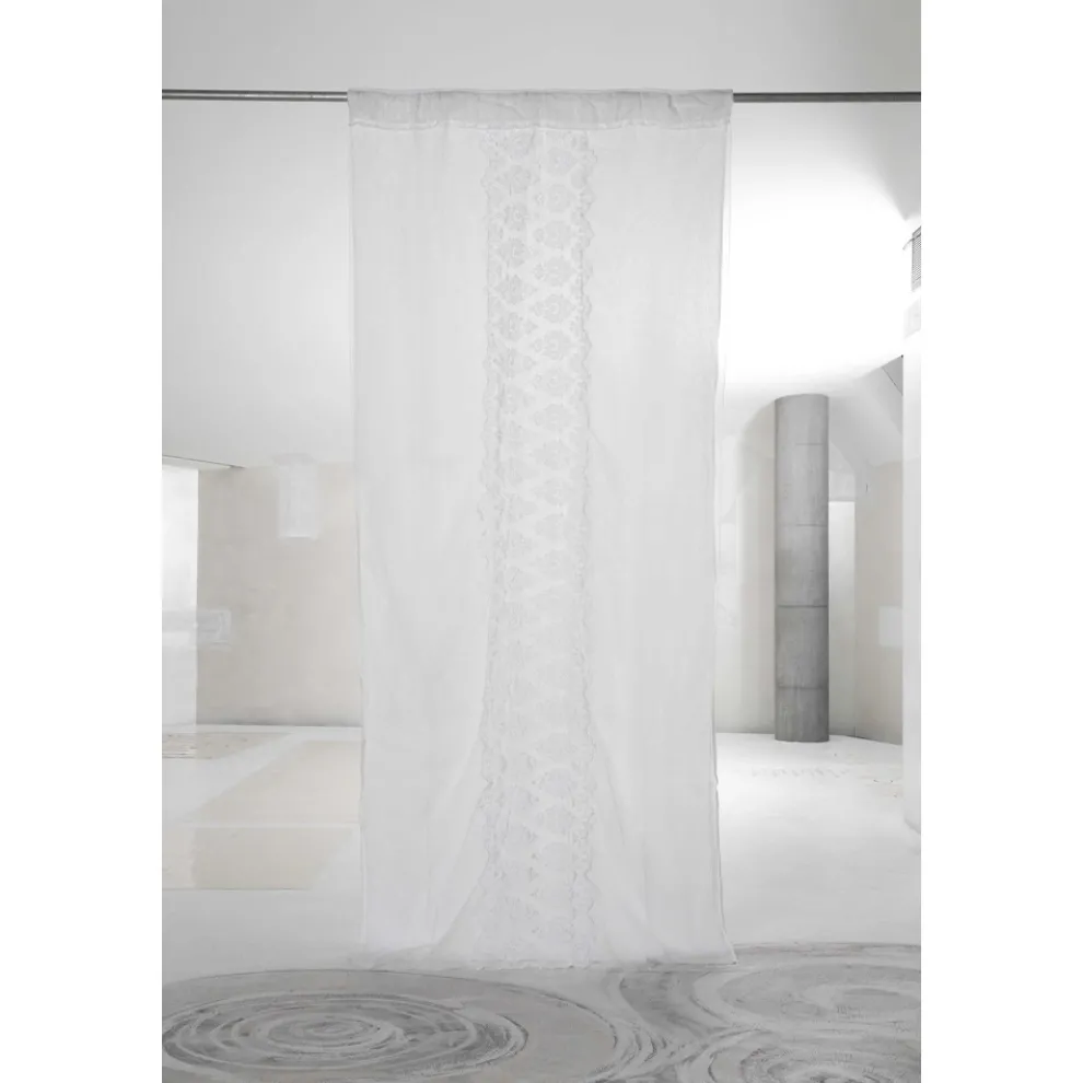 Retro Leichter Leinenvorhang mit Organza und italienischer Luxusstickerei - Marinella