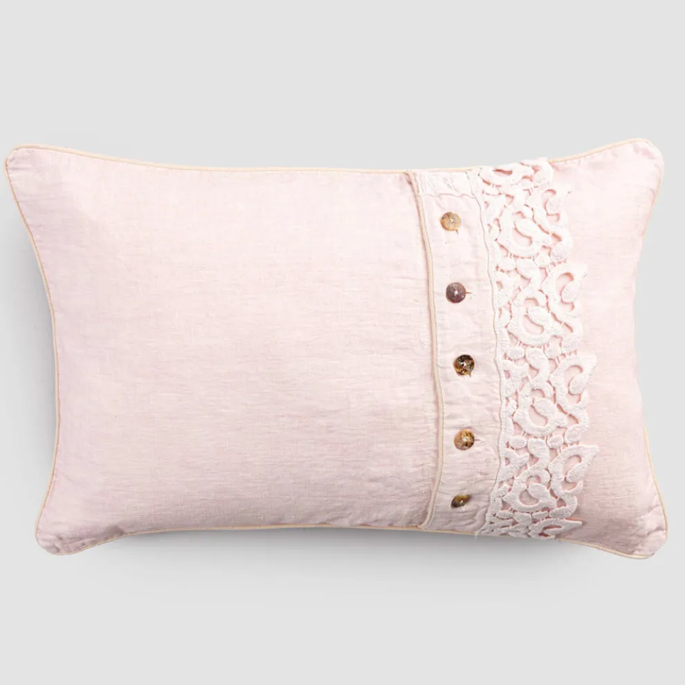 Kissenbezug aus farbigem Leinen, Poema Lace und italienischen Luxuspaspeln - Stego