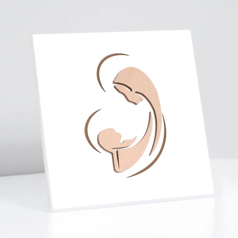 Lasergraviertes Bild von Maria und dem Jesuskind, hergestellt in Italien – Nigella