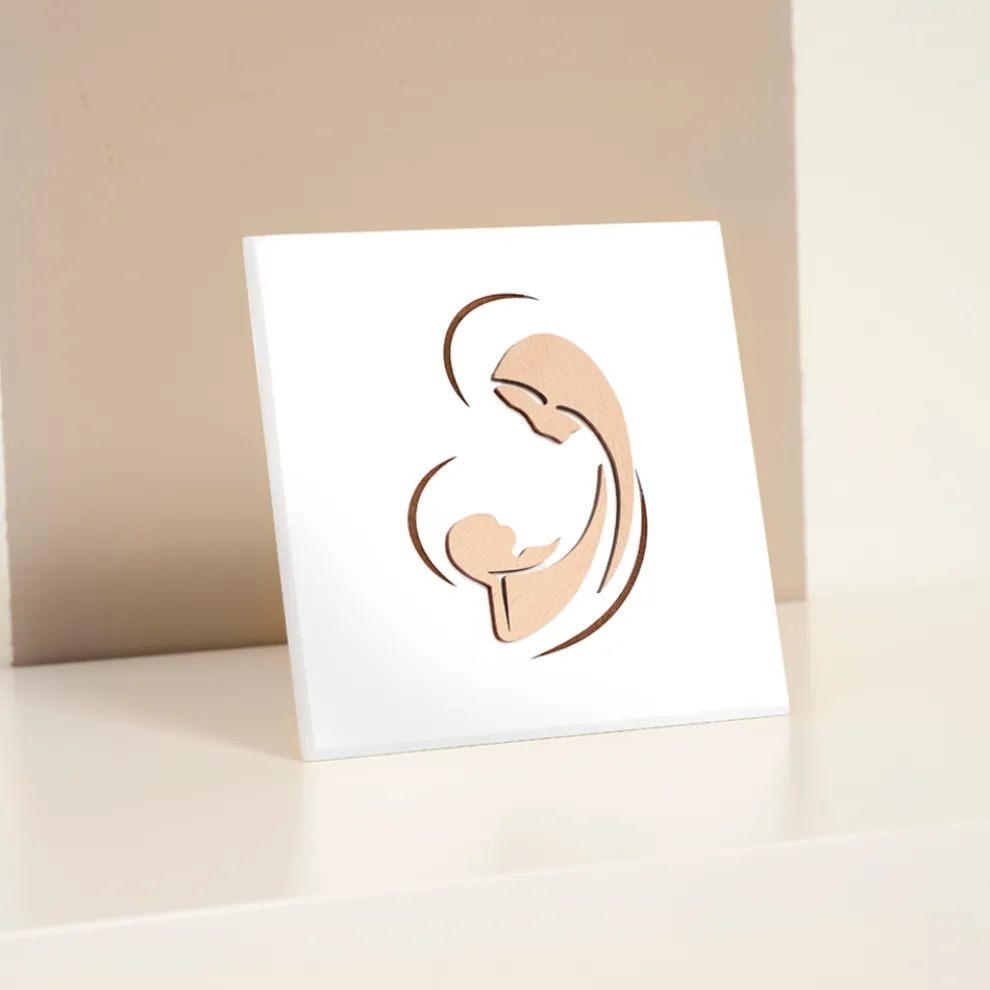 Lasergraviertes Bild von Maria und dem Jesuskind, hergestellt in Italien – Nigella