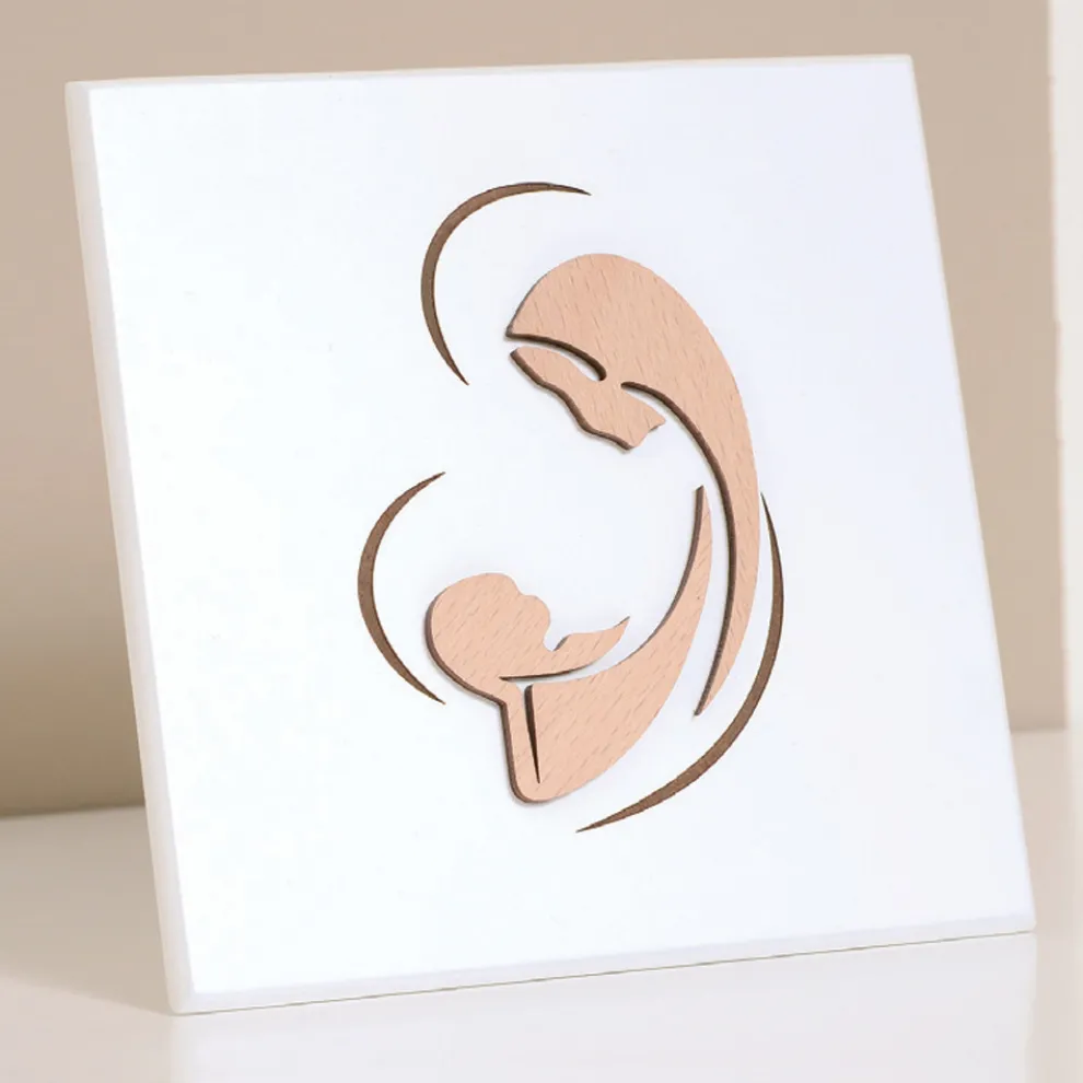 Lasergraviertes Bild von Maria und dem Jesuskind, hergestellt in Italien – Nigella