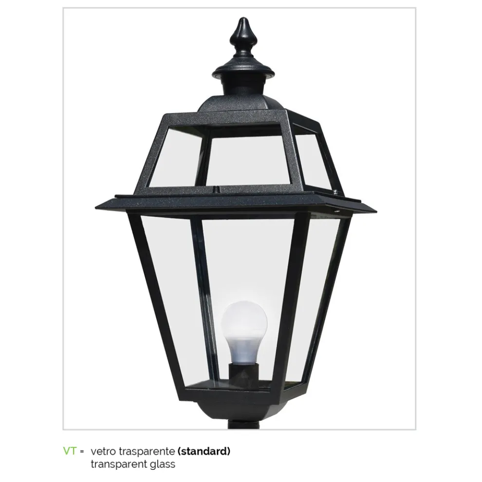 Laternenpfahl 2 Lichter aus Aluminium und Glas im Vintage-Stil, hergestellt in Italien – Vivian