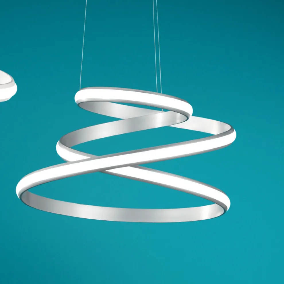 LED Pendelleuchte aus weiß oder silber lackiertem Metall - Rivolta