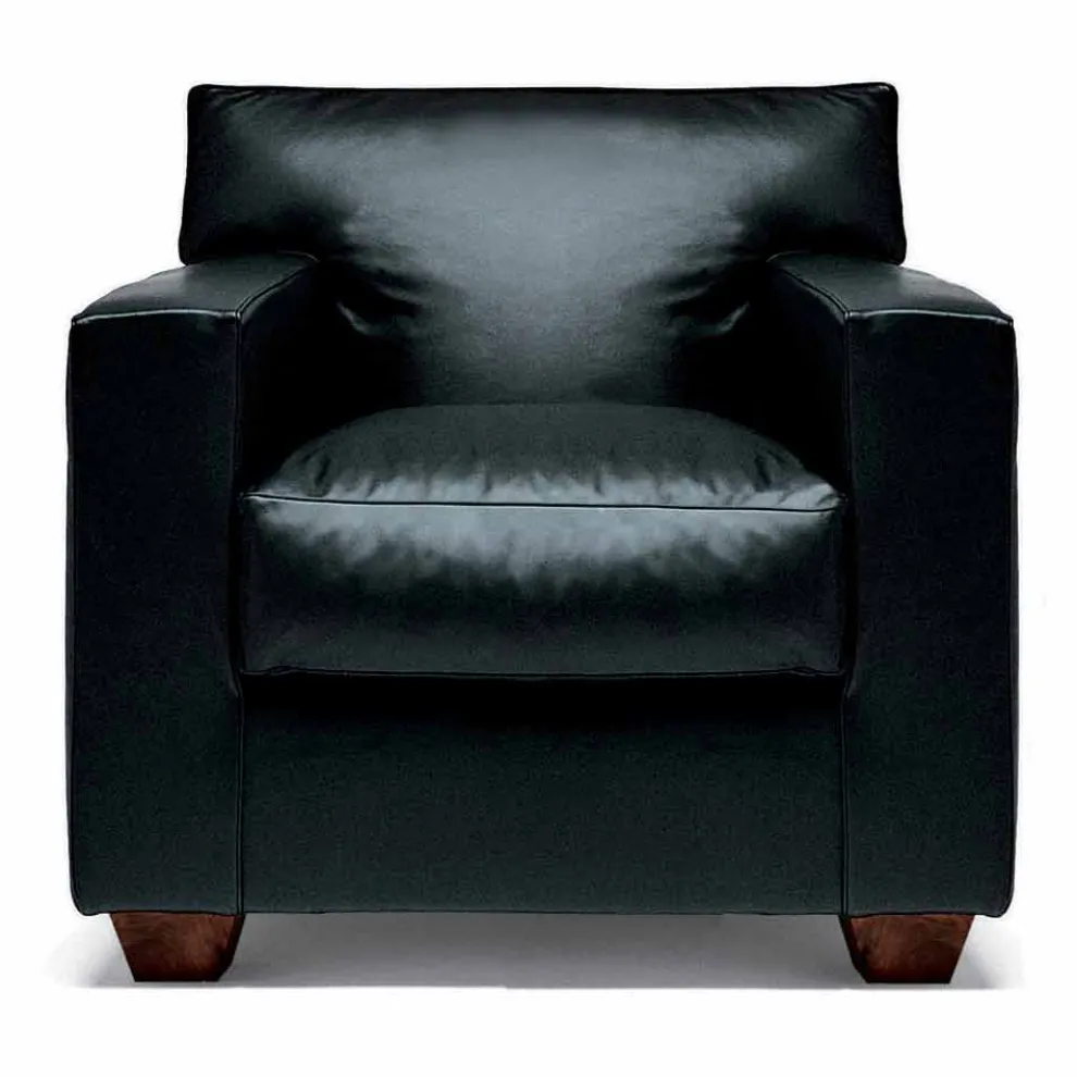 Ledersessel mit Nussbaumfüßen Made in Italy - Alessandria